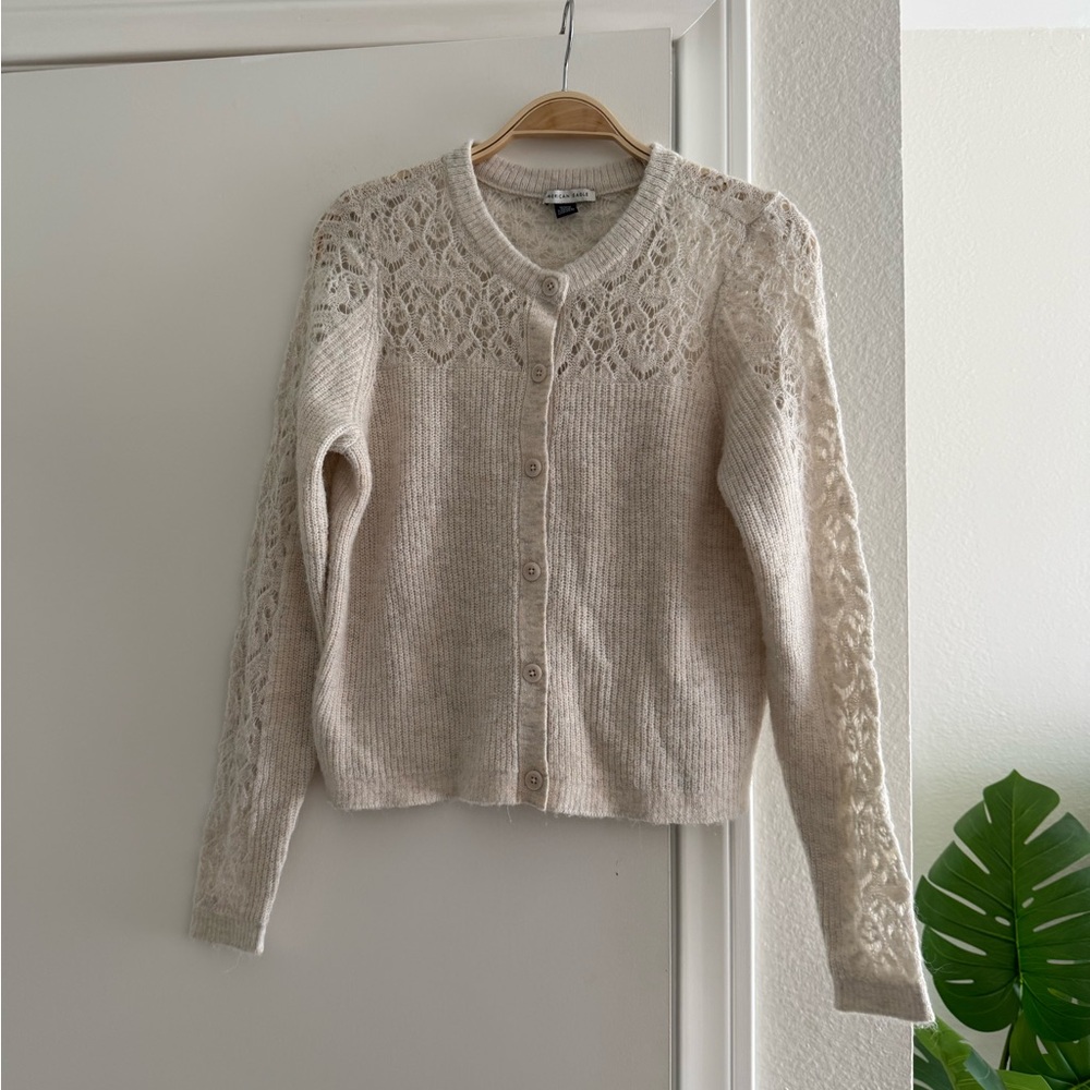 Elegant Cream Lace Women's Sweater - Picture 3 of 5